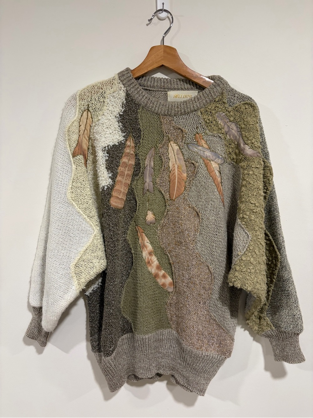 Vintage 80s Belldini Dolman Sleeve Slouchy Knit Textured Sweater Boho Earthy